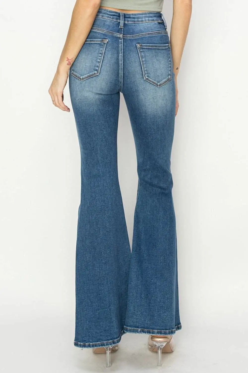 RISEN Full Size High Rise Front Seam Detailed Flare Jeans - Love Salve